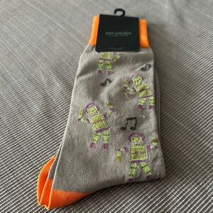 Per Pedes Men's Gray and Orange Robot Socks